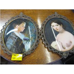 PAIR OF CONVEX FRAMED PICTURES