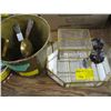 Image 1 : MISC. HAMMERED BRASS ICE BUCKET & TONGS, 2 SMALL DISPLAY CASES, M-M-M GOOD ASHTRAY, ETC.