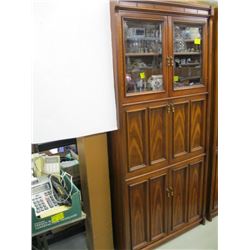 MATCHING GLASS DOORED CABINET WITH DROP DOWN BAR FRONT