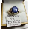 Image 1 : MENS 10KT RING WITH BLUE STONE & SMALL DIAMONDS (5 g) - Sz 9