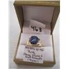Image 2 : MENS 10KT RING WITH BLUE STONE & SMALL DIAMONDS (5 g) - Sz 9
