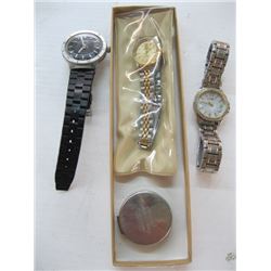 3 WATCHES & COMPASS, 1 REPRODUCTION ROLEX