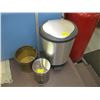 Image 1 : 2 FLIP TOP GARBAGE CANS & A BRASS PLANTER POT