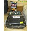 Image 1 : TABLE TOP PROPANE BBQ WITH CANNISTERS & A BAG OF BRIQUETTES. SOME CANNISTERS NEW, SOME EMPTY