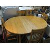 Image 1 : ROUND WOODEN TABLE WITH 4 CHAIRS & JACKKNIFE LEAF