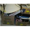 Image 1 : ASST. BINDERS, OFFICE SUPPLIES, HANGING LIGHT FIXTURE, ETC.