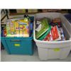 Image 1 : 2 BINS OF KIDS COLORING BOOKS, GAMES, PUZZLES, ZANY TRACKS, ETC.