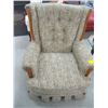 Image 1 : TWEED PATTERNED SWIVEL CHAIR WITH WOOD ACCENTS