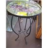 Image 2 : SMALL IRON BASED GLASS TOPPED DECORATIVE TABLE WITH BROKEN CHIP