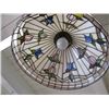 Image 2 : LEADED GLASS LOOK HANGING LIGHT FIXTURE, SOME DAMAGE