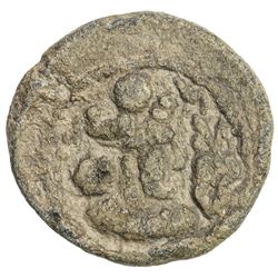 SASANIAN KINGDOM: Varhran IV, 388-399, lead 17mm (2.91g). VF