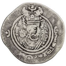 ARAB-SASANIAN: 'Atiya b. al-Aswad, fl. 689-696, AR drachm (3.61g), KLMAN-NAL (Narmashir), AH71. F