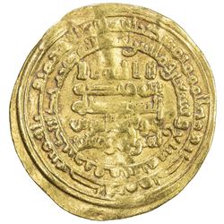 ABBASID: al-Muqtadir, 908-932, AV dinar (3.83g), Qumm, AH297. F-VF