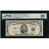 Image 1 : 1953A $5 Low Serial Silver Certificate PMG 30