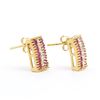 Image 2 : Plated 18KT Yellow Gold 1.21ctw Ruby and Diamond Earrings