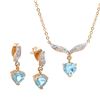 Image 1 : Plated 18KT Yellow Gold 3.10ctw Blue Topaz and Diamond Pendant with Chain and Earrings