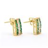 Image 2 : Plated 18KT Yellow Gold 1.02ctw Green Agate and Diamond Earrings