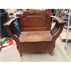 Vintage Oak Hall Seat No Back Mirror 33" W 36"H 15" D