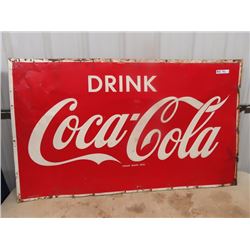 Vintage Metal Embossed 1965 Coca Cola Sign 35" x 59"