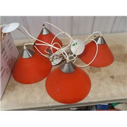 4 A & W Restaurant Lights w Glass Shades 12" RD at Base