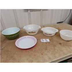 5 Pcs - 3 Fire King Dishes, & 2 Pyrex
