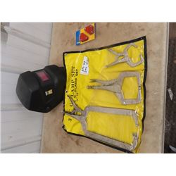 New Auto Flash Welding Helmet , 3 Vice Grip Welding Clamps, Welding Magnet