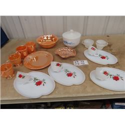 Fire King Plus , Covered Dish, Cups & Saucers, Sandwich Server Set, Plus