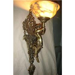 Alabaster stone and casted bronze sconces #1441856