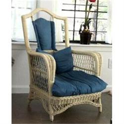 Chair Wicker, Blue Cotton Cushions Old Large #1449210