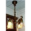 Chandelier Iron 4 Arms, Shades Vintage Early #1449211