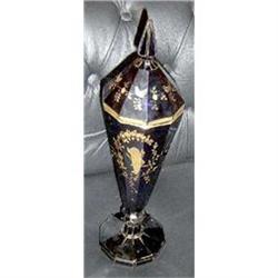 Bohemia Crystal Deep Blue Vase decagon #1449508