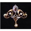 Image 1 : Antique Gold, Diamond, Ruby and Pearl Pin #1449655