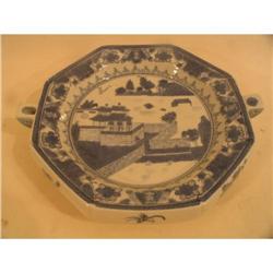Chinese Export Blue and White Hot Water Dish #1460178