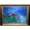 Image 1 : ORIG PAINTING IMPRESSIONISTIC FLOWERS ON BLUE #1460236