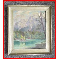 1945 Signed & Framed Landscape Oil Painting #1460326