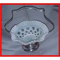 Victorian Art Glass & Silver Brides Basket #1460328