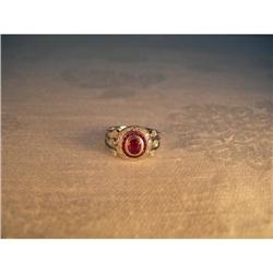 Antique Estate 14K WG Gold Ruby Diamond Ring #1460370