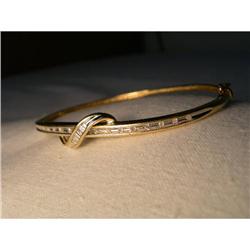 Rare Estate 14K YG Gold Diamond Swirl Bangle #1460375