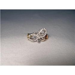 14K Tri-Color Gold Diamond Butterfly Ring #1460385