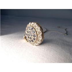 18K Pink Rose Gold Diamond Sapphire Pendant #1460388