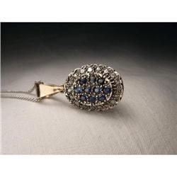 18K Pink Rose Gold Diamond Sapphire Pendant #1460390