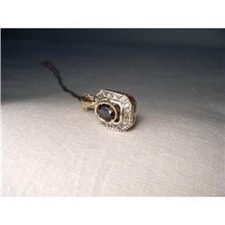 18K Pink Gold Rose Cut Diamond Sapphire Pendant#1460392