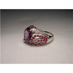 Estate 14K WG Gold Amethyst Ruby Diamond Ring #1460400