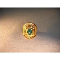 Estate 14K YG Yellow Gold Cabochon Jade Ring #1460402