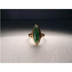 Estate 14K YG Handmade Yellow Gold Jade Ring #1460403