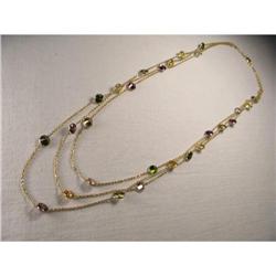 14K Peridot Tourmaline Citrine Triple Necklace #1460407