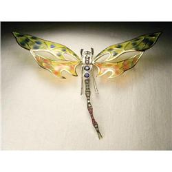 14K YG Tsavorite Ruby Sapphire Diamond Brooch #1460417