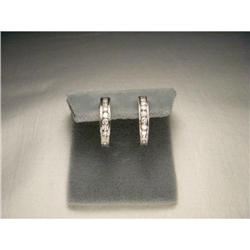 14K WG Diamond Filigree Hoops Huggie Earrings #1460422