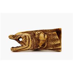 19C Japanese Stag Antler Netsuke Fish & Rat #1460451