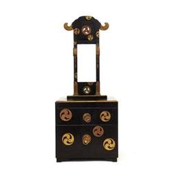 Old Japanese Makie Lacquer Kyodai Vanity Mirror#1460452